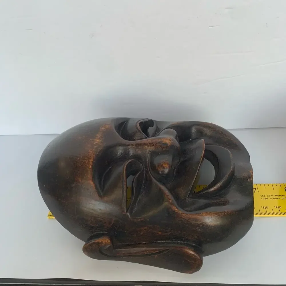 Vintage Mid Century Carved Wood Buddha Masks Wall Art
